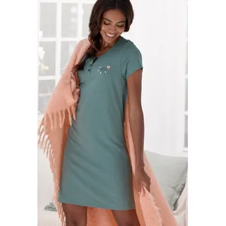 LASCANA Nachthemd mit schönem Blumenprint und Knopfleiste, grün