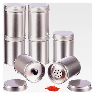 12er Set große Gewürzdosen stapelbar mit Aromadeckel inkl. 12 Etiketten + 2 Streueinsätze | Höhe: ca. 9,0 cm, Ø ca. 6,4 cm | Material: Weißblech | BPA-frei und lebensmittelecht