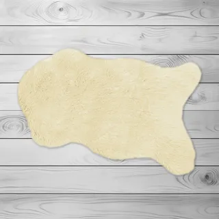 Kinzler Fellteppich »Kunstfell« fellförmig 30 mm Höhe Uni-Farben, weich & flauschig, waschbar, ideal als Bettvorleger, beige