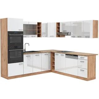 Vicco Winkelküche R-Line L-Form 237 x 247 cm Weiß Hochglanz