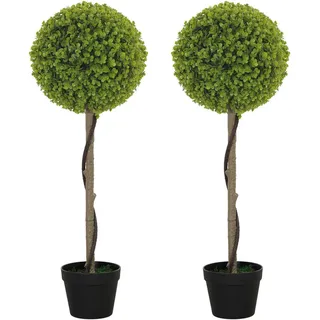 Homcom Künstlicher Eukalyptus 2er-Set, 90 cm Zimmerpflanze, Grün , Kunststoff , 90 cm , Dekoration, Blumen & Blumentöpfe, Kunstpflanzen