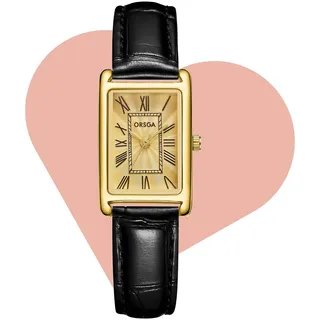 CIVO Damenuhr Lederarmband Klein Armbanduhr: Schwarz Rechteckige Uhren Damen Analog Quarz - Gold Ziffernblatt Frauen Uhr Vintage Klassische