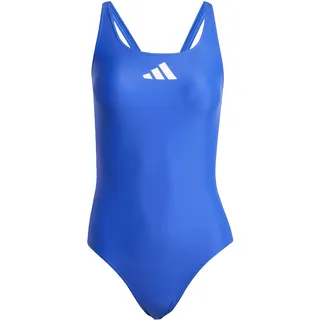 Adidas Damen 3 Bars Swimsuit Badeanzug, semi Lucid Blue/White,