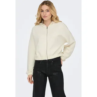 Kapuzensweatshirt ONLY "ONLSCARLETT LS ELASTIC ZIP HOOD SWT NOOS", Damen, Gr. L, birch, Sweatware, Obermaterial: 60% Polyester, 40% Viskose, unifarben, regular fit normal, Rundhals, elastischer Bund, Sweatshirts Kapuzensweatshirt