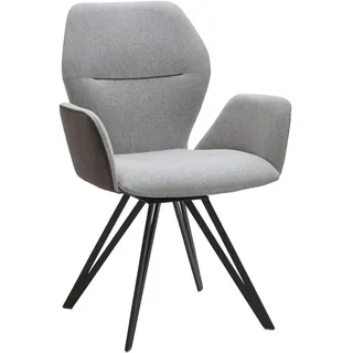 Valnatura Armlehnstuhl , Anthrazit, Schwarz, Silberfarben , Metall, Textil , eckig , 62x91x59 cm , Stoffauswahl, Typenauswahl, Sitzfläche 180° drehbar, automatische Rückholfunktion , Esszimmer, Stühle, Polsterstühle