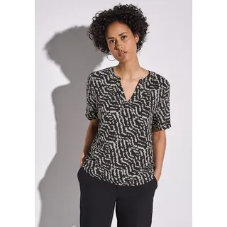 STREET ONE Damen A345627 Bedruckte Bluse, Black, 42
