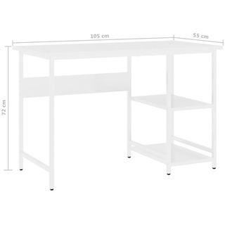 vidaXL Computertisch Weiß 105x55x72 cm MDF und Metall