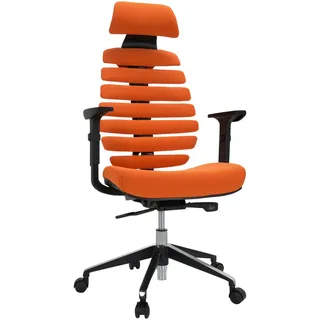 Mid.you Drehstuhl , Orange, Schwarz , Kunststoff , Drehkreuz , 65x131x53 cm , Wippmechanik mit Härtegradeinstellung, Sitzfläche 360° drehbar, ergonomische Rückenlehne , Büromöbel, Bürostühle, Drehstühle