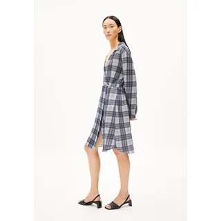 FEMAALE CHECK |  Webkleid aus Bio-Baumwoll Mix - blau (M)