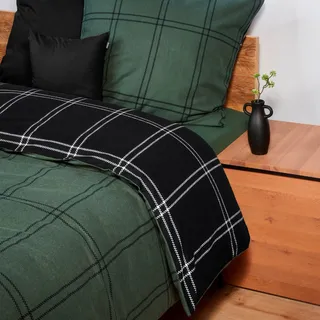 Schiesser Wendebettwäsche "Ellis aus weicher Baumwolle in klassischem Karo" 2 Stk. Made in Green, dunkelgrün