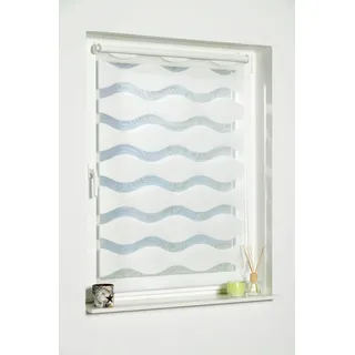 Doppelrollo K-HOME "Welle" Gr. 7, weiß, B:100cm H:150cm, Polyester, Rollos, Doppelrollo, im Festmaß