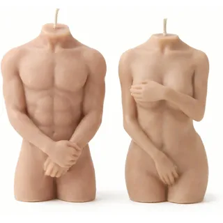 Body Candle Set – Torso Skulpturkerzen aus Sojawachs – Körperkerzen Mann & Frau als Deko & Geschenk, vegan, handmade (Apollo & Artemis nude)