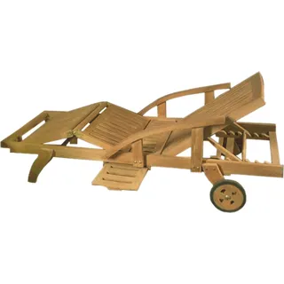 Premium Teak Gartenliege mit Rollen Seitentisch Kingsbury Teakliege 200cm