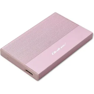 Qoltec Aluminiumgehäuse | SSD HDD 2,5" Laufwerksschacht | SATA | USB 3.0 | Super Speed 5Gb/s | 2TB | Pink