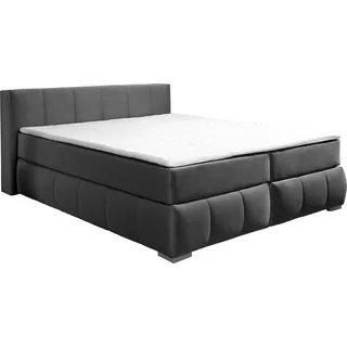 Boxspringbett HOME AFFAIRE "Chelles", grau (schiefer), B:207cm L:245cm, Samtoptik (100% Polyester);Bezug der Spiegelfläche Matratzendrell aus 100% Polyester;Struktur fein 100% Polyester), Komplettbetten, Boxspringbett, inkl. Topper,, in XXL- Überlänge 220 cm, Unterbox mit feine Wölbung