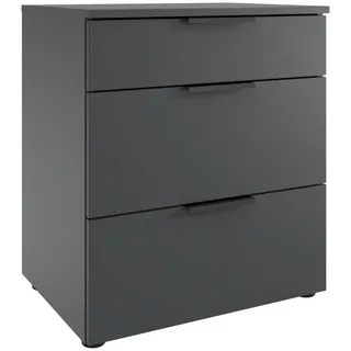 WIMEX Boxxx Nachtkästchen , Graphitfarben , Metall , 3 Schubladen, in 2 Größen« grau (grafit), B:54cm H:70cm T:41cm, Spanplatte, Sideboards, Nachtkommode, Mit Soft-close Beschlägen, Kommode Made in Germany,