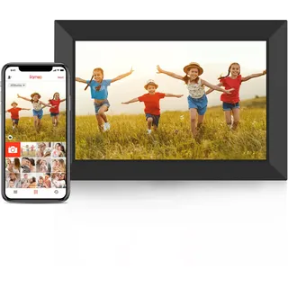 Frameo WLAN Digitaler Bilderrahmen 10,1 Zoll, HD 1280 * 800 IPS Touchscreen Elektronischer FotoRahmen mit 32GB Speicher, Auto Drehung, Einfache Weitergabe von Fotos Videos