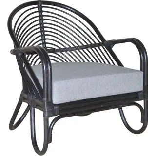 Hofmann Living And More Loungesessel Handgeflochten Polyester 70 x 80,5 x 72 cm schwarz mit Kissen