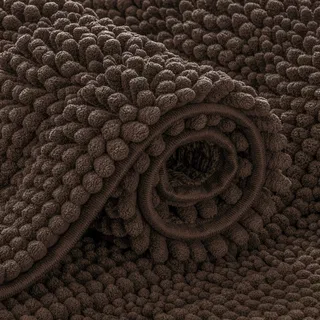 subrtex Badteppich, Chenille, weich, gestreift, Plüsch, rutschfest, wasserabsorbierend, Duschmatte, schnell trocknend, maschinenwaschbar (Schokolade, 50,8 x 81,3 cm)