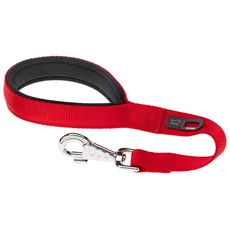 Ferplast Hundeleine DAYTONA, Kurze Hundeleine mittlere/große Hunde, aus Nylon, 45 cm, mit bequemem, gepolstertem Griff und Metall-Karabinerhaken. Rot