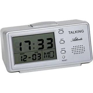 Atlanta 6737 Sprechender Wecker silbern digital Snooze - Silber