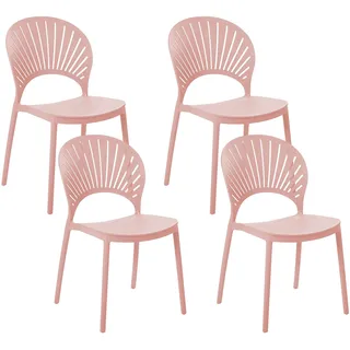 BELIANI Esszimmerstühle 4er Set Rosa aus Kunststoff für Innen- und Außenbereich Geeignet Moderner Stil Plastik Gartenstühle Hellrosa Garten Esszimmer - Rosa