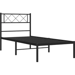 vidaXL Bettgestell mit Kopfteil Metall Schwarz 100x200 cm - Schwarz