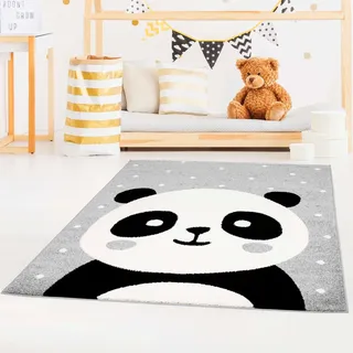 Kinderteppich CARPET CITY "Bubble Kids 1334" Gr. 4, grau, B:160cm H:11mm L:225cm, Kunstfaser, Teppiche, Kinderteppich, Spielteppich, Panda-Bär, Weicher Flor, Pflegeleicht, Kinderzimmer