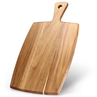 Schneidebrett Holz Käsebrett Holzbrett Küche Schneidebretter Servierbrett | Groß Schneidebrett Akazienholz Schneidbrett mit Griff Pizza Brotzeitbrett Brettchen Cutting Board Cheese Charcuterie Board