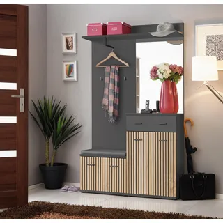 Flurwand DELAN 2 – anthrazit / Eiche artisan - Grau