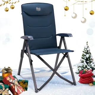 TIMBER RIDGE Campingstuhl Faltbar Hohe Lehne mit 4 Positionen verstellbar bis 150kg Klappstuhl Camping Gepolstert Gartenstuhl Faltstuhl mit Tasche für Garten Balkon Wohnmobil
