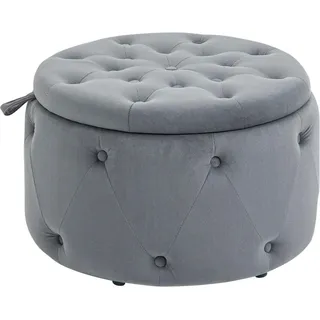 Homcom Sitzhocker, Polsterhocker, Grau , Kunststoff , 60x40x60 cm , Wohnzimmer, Sessel, Hocker & Hockerbänke, Sitzhocker