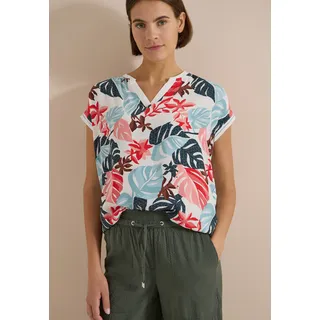 Cecil Bluse mit Split Neck und Printmix Weiß XXL