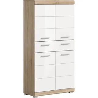 xonox.home Midischrank Lambada 74 x 141 x 31 cm Weiß/Sonoma Eiche