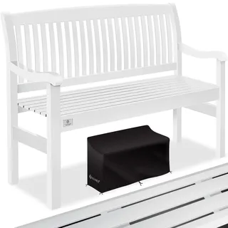 KESSER® Gartenbank Holz Holzbank wetterfest | Für 3 bis 4 Personen | Parkbank aus Massivholz | Sitzbank 320 kg belastbar | Balkonbank Bank für Balkon Terrasse & Garten inkl. Cover - Weiß