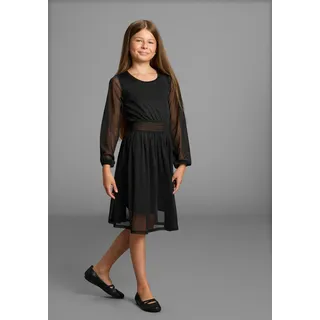 Bruno Banani Jerseykleid »Chiffonkleid« NEUHEIT: BRUNO BANANI für TEENS! Shirtkleid mit Chiffon, schwarz