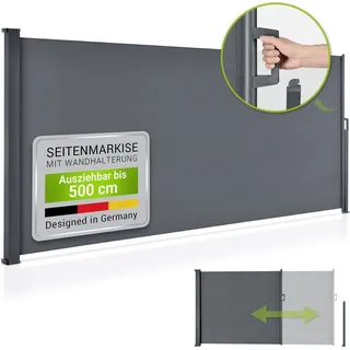 Juskys Seitenmarkise 500 x 160 cm Dunkelgrau Polyester