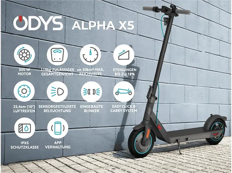 Bild von ALPHA X5 E-Scooter 10" Zoll, Schwarz)