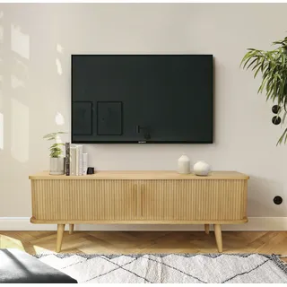 WoodMan "Rove", beige (natur), B:138cm H:49,5cm T:40cm, FSC-zertifizierter Holzwerkstoff, Sideboards, TV-Board, besonderes Design, in zwei Breiten, mit Eichenholzfurnier, FSC