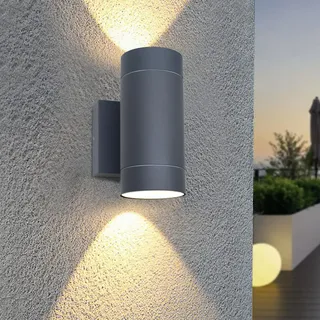 EBION 1 Stück AußEnwandleuchten GU10,Aussenlampe AußEnlampe Wand Wandleuchte Aussen IP65 Wasserdichte, Up And Down Leuchten Aussen,Anthrazit, Aluminium 35W(Ohne Leuchtmittel)
