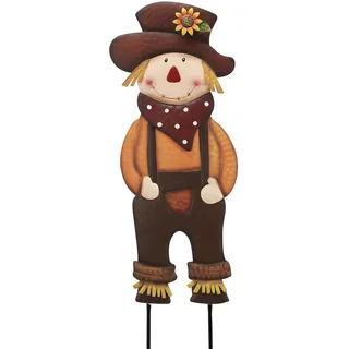 TERESA'S COLLECTIONS Herbstdeko,Halloween Deko,Gartendeko für Draußen,Herbstdeko Outdoor,Herbst Dekoration mit Vogelscheuche Gartenstatuen, Metall Herbst Deko,Kürbis Deko für Terrasse,76cm,Orange