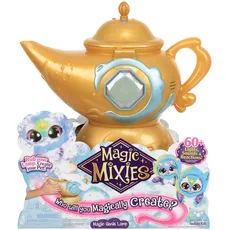 Magic Mixies Magische Wunderlampe mit 20 cm großem interaktivem blauem Mixie-Plüschtier und echtem Nebel. Mit über 60 Geräuschen und Reaktionen, Medium