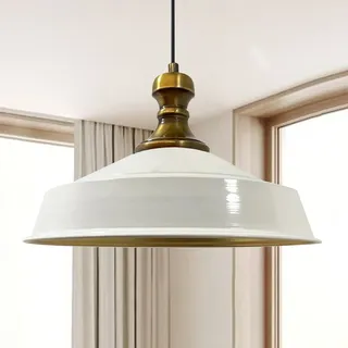 Asletl-Knob Hängelampe Industrie Pendelleuchte, 41 cm Lampenschirme, Moderne Metall Kücheninsel Leuchten, E27 Pendelleuchte für Wohnzimmer Esszimmer - Weiß