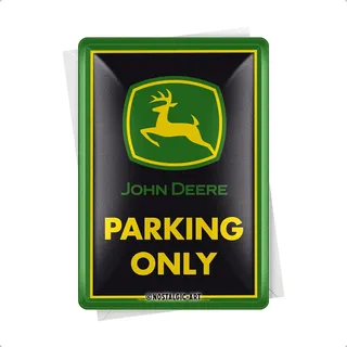 Nostalgic-Art Retro Blechpostkarte, 10 x 14 cm, John Deere – Parking Only – Geschenk-Idee für Traktor-Fans, Original Lizenzprodukt (OLP), Postkarte aus Metall, Mini-Blechschild als Grußkarte