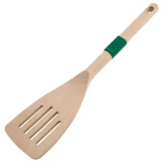 Fackelmann Chefkoch Schlitzwender aus nachhaltigem Buchenholz – Ergonomisch & schonend für antihaftbeschichtete Pfannen, mit Anti-Rutsch-Ring, 31,3 x 7,3 cm
