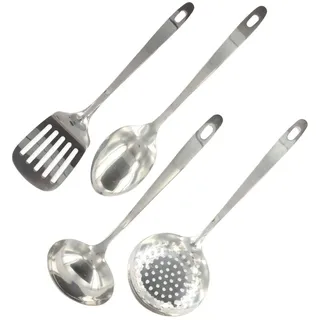 Fackelmann Küchenhelfer-Set 4-teilig Edelstahl 32,1 x 7,9 x 3 cm Silber/Weiß