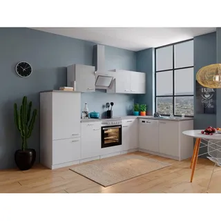 Winkelküche Hamm 280 x 172 cm L-Form E-Geräte weiß/beton