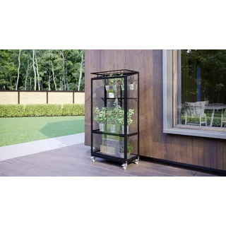 Vitavia Stad Anlehngewächshaus Aluminium Schwarz ESG 3 mm 0,35 m2