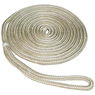 SeaSense Dockline aus Nylon, doppelt geflochten, 0,9 cm x 4,5 m, Gold/Weiß, 3/8" X 15'
