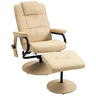 Homcom Massagesessel Kunstleder 84 x 95 x 77 cm Cremeweiß mit Hocker
